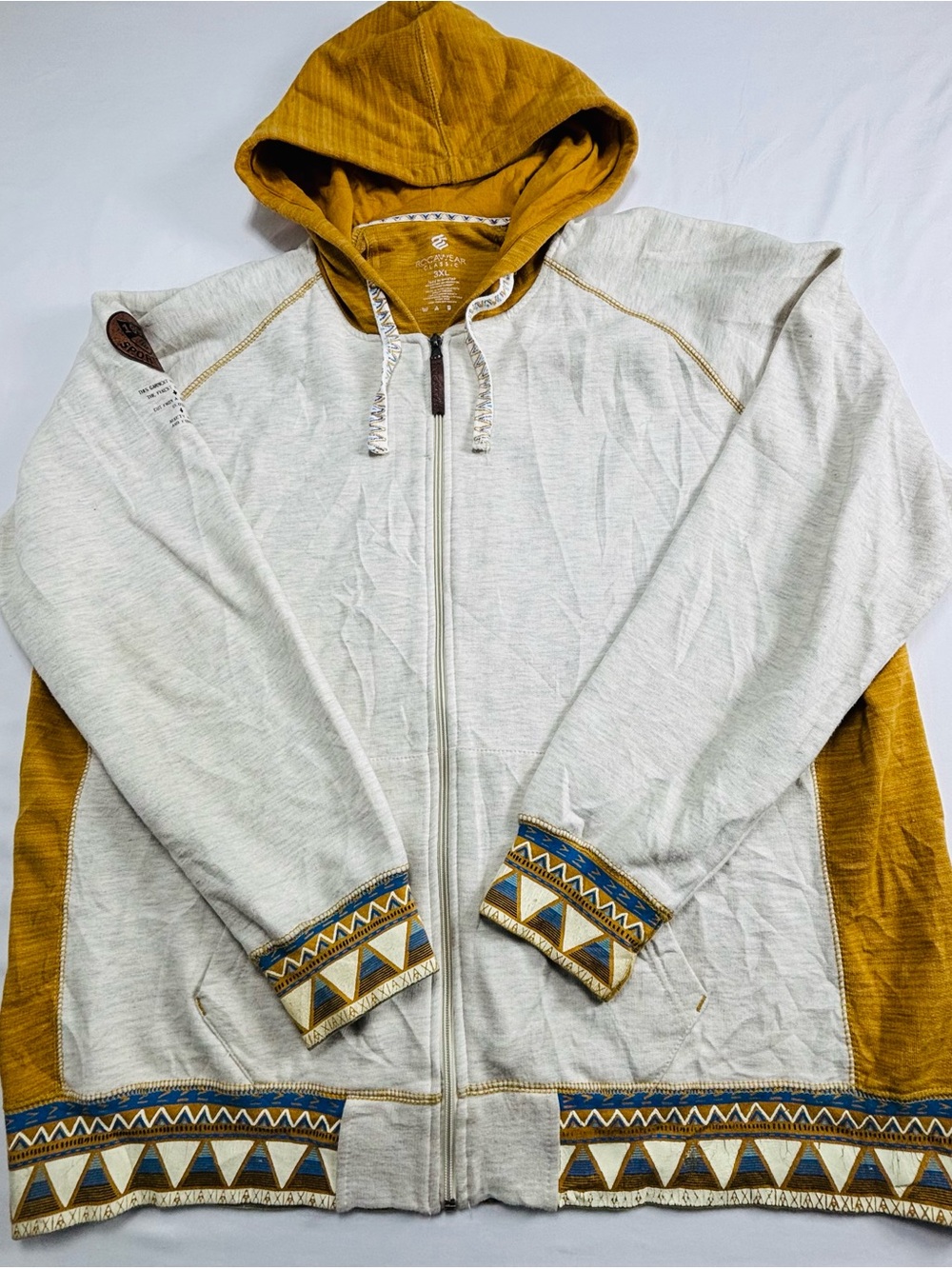 Women's Lightweight Hooded Zip Jacket in Mustard and Cream M530